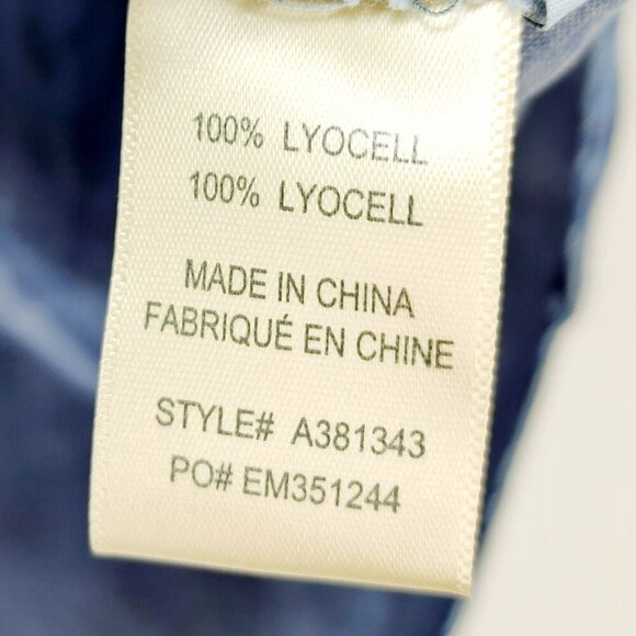 Side Stitch woman Blue Leopard Print Lyocell long Sleeve Shirt Size XS - Picture 4 of 13